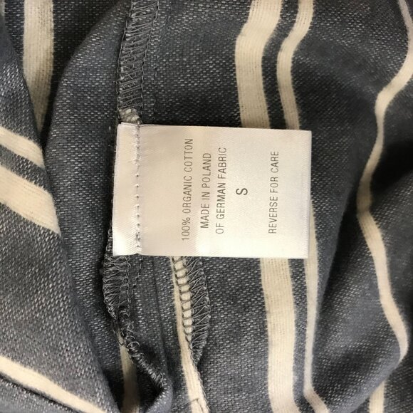 GARNETT HILL - WOMEN'S SMALL -GRAY/WHITE STRIPE LONG SLEEVE COLLARED MIDI DRESS - Picture 8 of 8